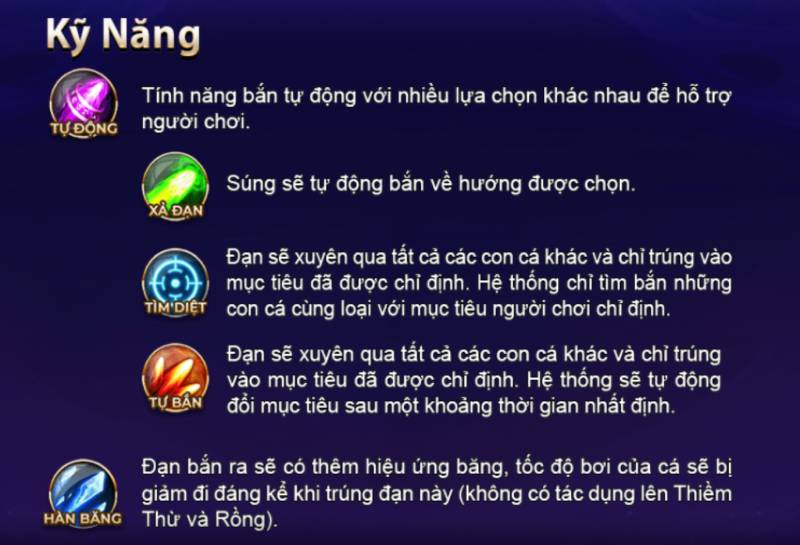 Các loại vũ khí và tính năng đặc biệt