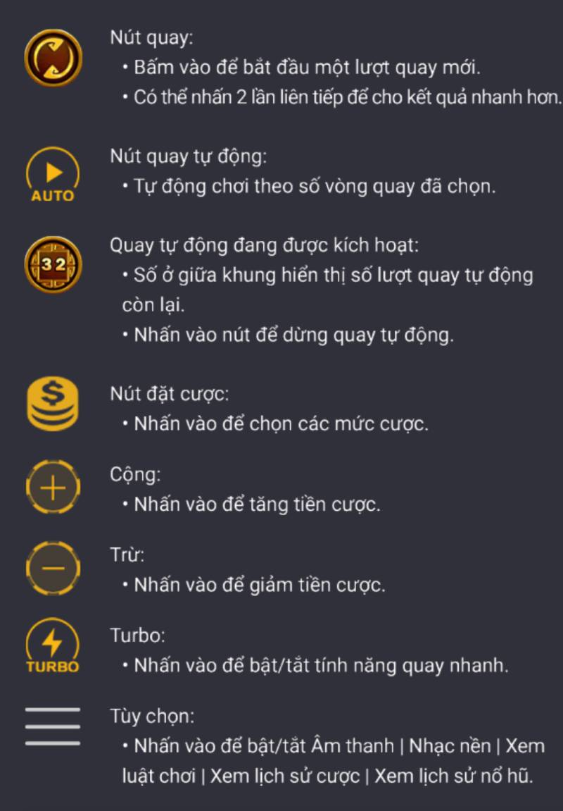 Nút Thao Tác Và Điều Chỉnh Cược